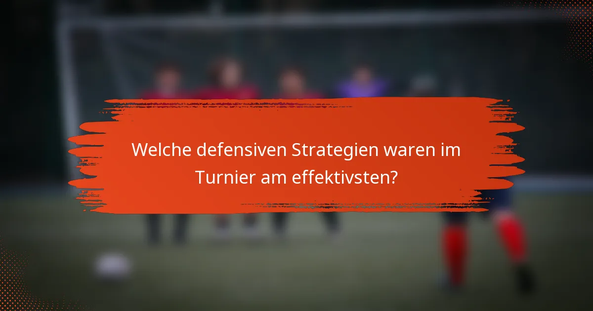 Welche defensiven Strategien waren im Turnier am effektivsten?