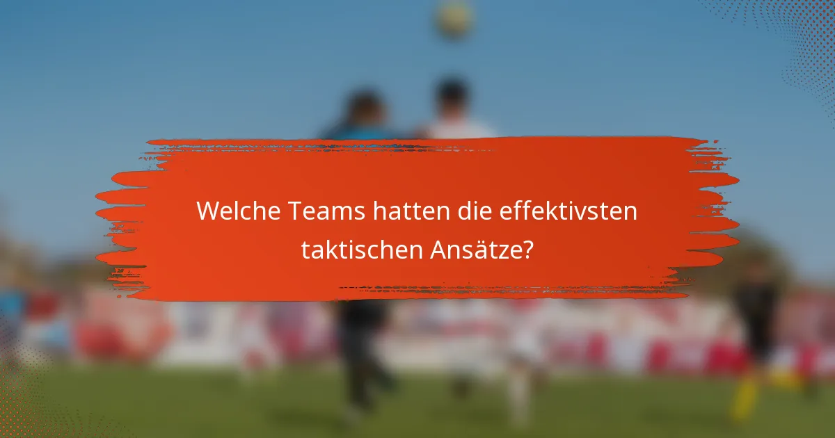 Welche Teams hatten die effektivsten taktischen Ansätze?