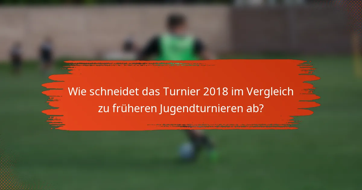 Wie schneidet das Turnier 2018 im Vergleich zu früheren Jugendturnieren ab?